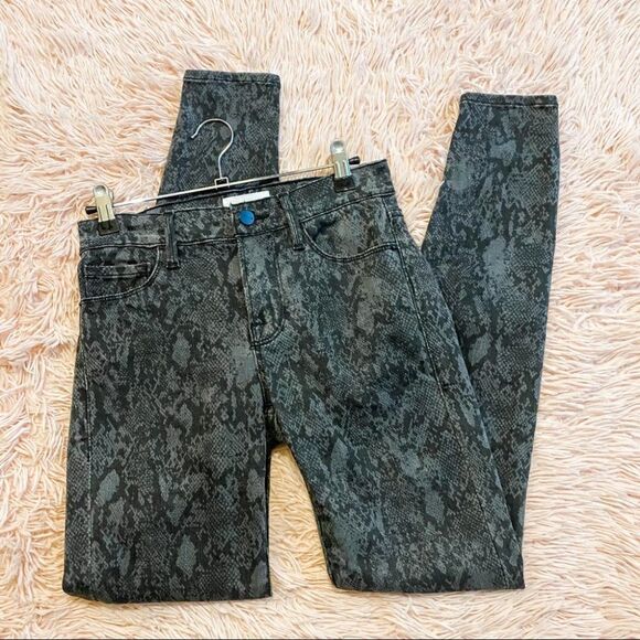 Frame Le Skinny de Jeanne Mid-Rise Crop Python Print Jeans Size 25 - Picture 2 of 7